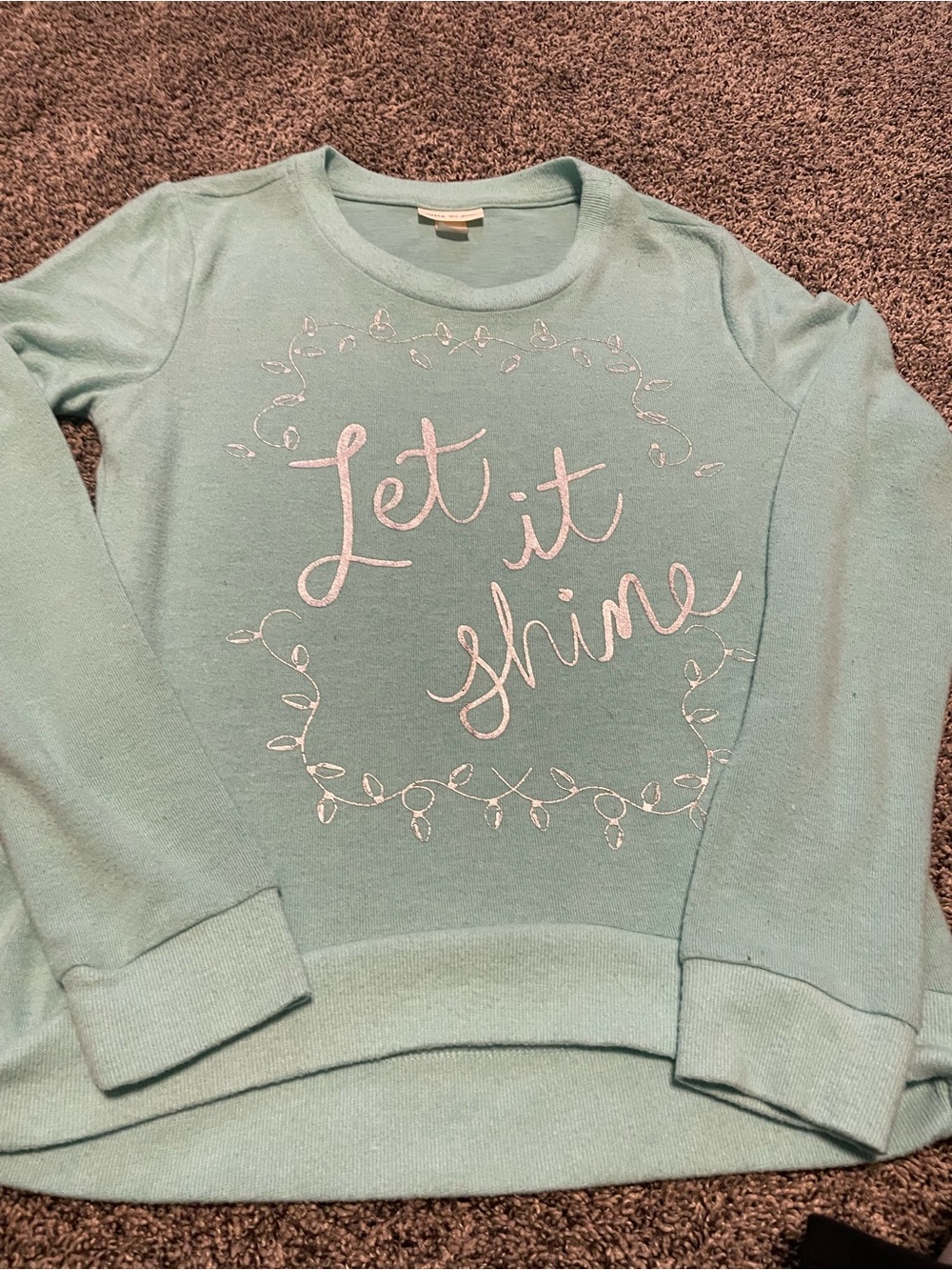 Belle Du Jour Mint 'Let It Shine' Crewneck Sweater
